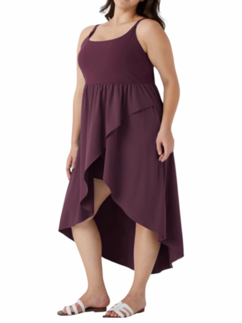 2X Halara Breezeful Asymmetric Crossover Hem 2-Piece Flowy Midi Quick Dry Dress